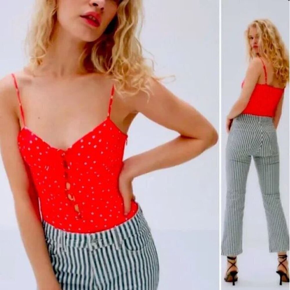 ZARA Satin Effect Red Star Corset Bodice Bodysuit - NWT